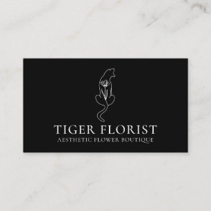 Black Animal Flower Tiger Business Card