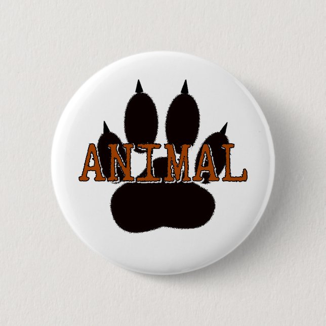 Black Animal Paw Print 6 Cm Round Badge (Front)