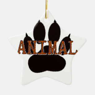Black Animal Paw Print Ceramic Ornament