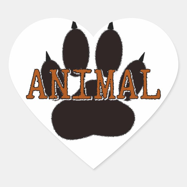 Black Animal Paw Print Heart Sticker (Front)
