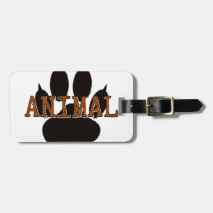 Black Animal Paw Print Luggage Tag