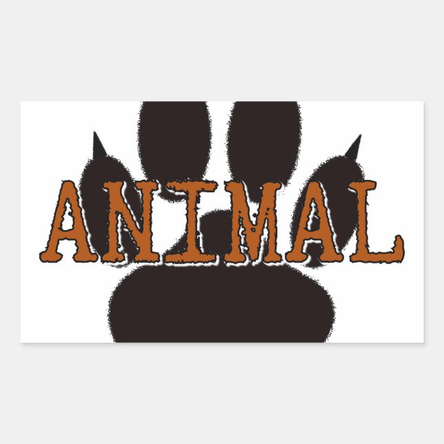 Black Animal Paw Print Rectangular Sticker (Front)
