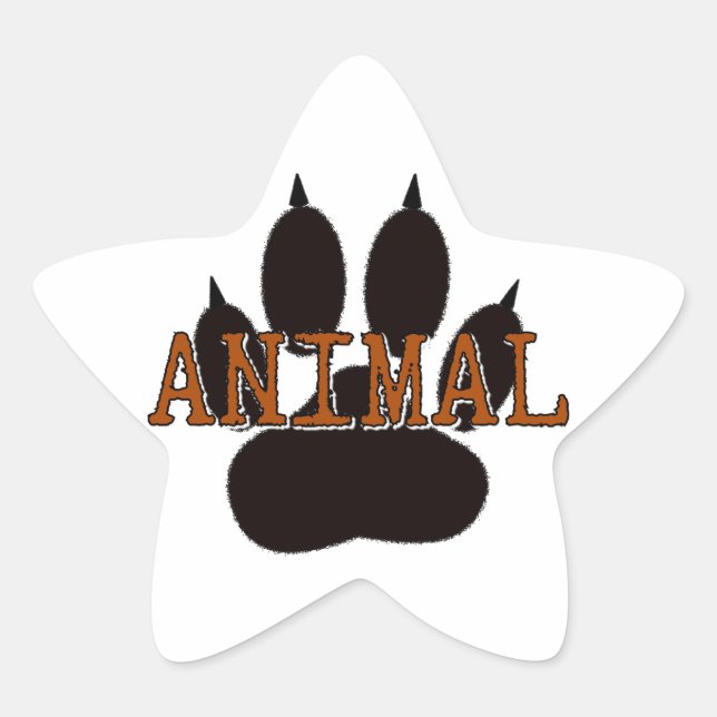 Black Animal Paw Print Star Sticker (Front)