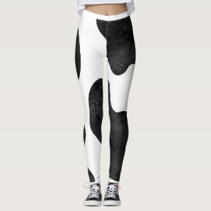 Black animal type spot on white background design leggings