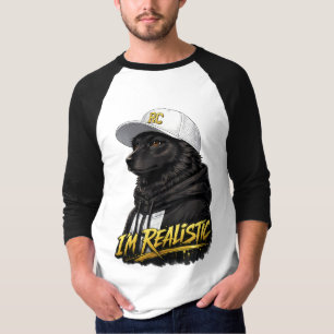 Black Anime Dog Streetwear Art I'm Realistic T-Shirt