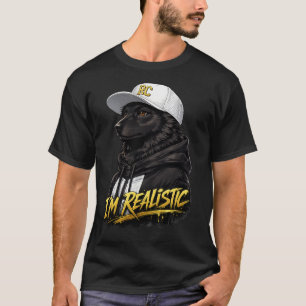 Black Anime Dog Streetwear Art I'm Realistic T-Shirt