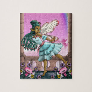 Black Anime Fairy Jigsaw Puzzle