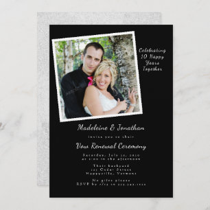 Black Anniversary Vow Renewal Photo Invitation