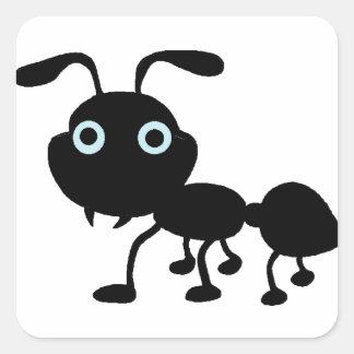 Black ant cartoon square sticker