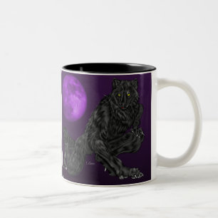 Black Anthro Werewolf Two-Tone Coffee Mug