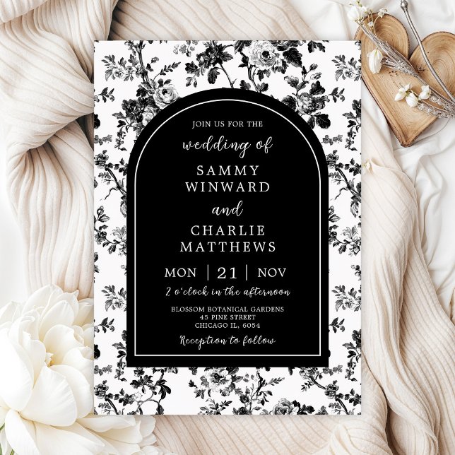 Black Antique Chinoiserie Wedding Invitation (Creator Uploaded)