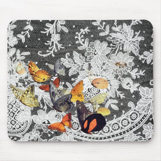 BLACK ANTIQUE LACE PATTERN MOUSE PADS (Front)
