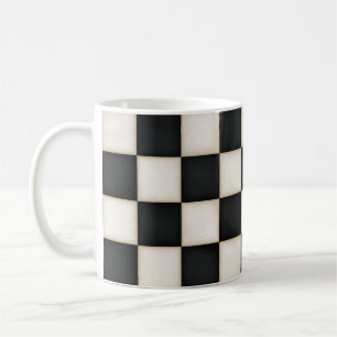 Black & Antique White Chequered Coffee Mug