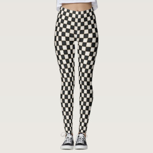 Black & Antique White Chequered Leggings