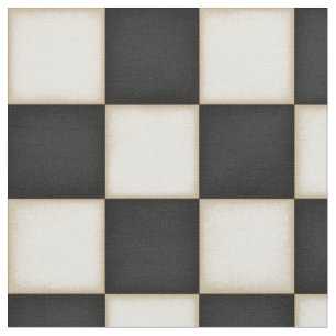 Black & Antique White Chequered (medium scale) Fabric