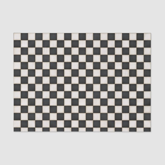 Black & Antique White Chequered Tissue Paper (Front)
