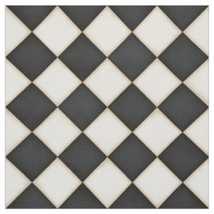 Black & Antique White Diamonds (medium scale) Fabric