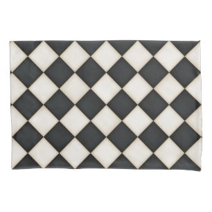 Black & Antique White Diamonds Pillowcase