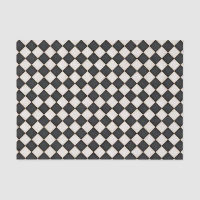 Black & Antique White Diamonds Tissue Paper (Front)