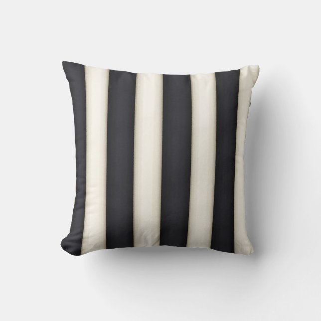 Black & Antique White Victorian Stripes Cushion (Front)