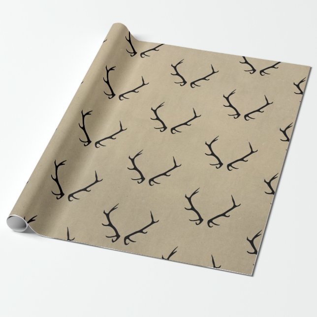 Black antlers on stone background wrapping paper (Unrolled)