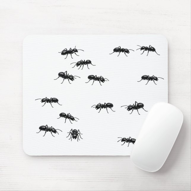 Black Ants on White Mouse Pad (With Mouse)
