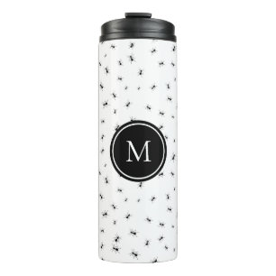 Black Ants Pattern Monogram Thermal Tumbler