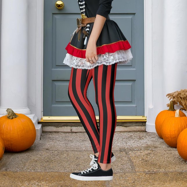 Black & Any Colour Vertical Stripe Pirate Hallowee Leggings (Creator Uploaded)
