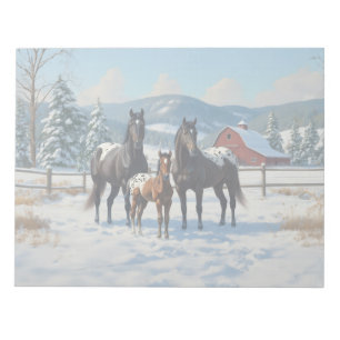 Black Appaloosa Horses on a Farm in Winter Notepad