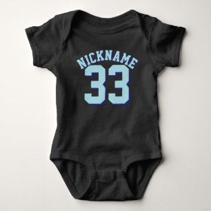 Black & Aqua Baby Sports Jersey Design Bodysuit