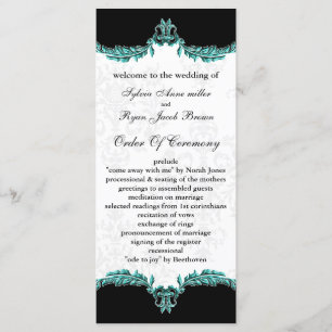 black aqua Wedding program