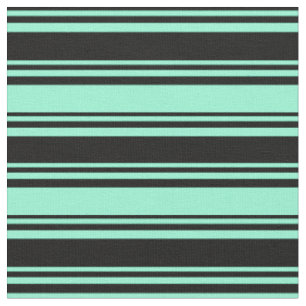 Black & Aquamarine Coloured Stripes Pattern Fabric