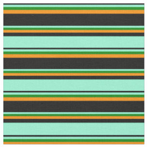 Black, Aquamarine, Green & Dark Orange Coloured Fabric