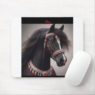 Black Arabian Horse Portrait Mouse Pad