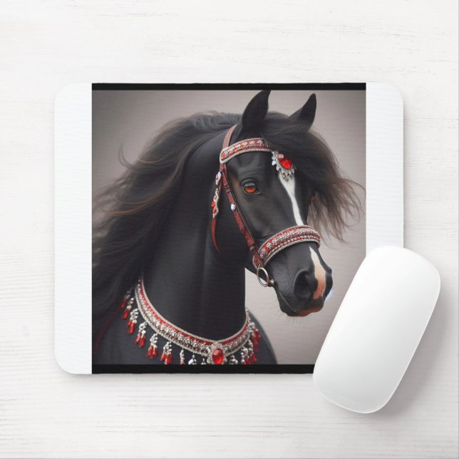 Black Arabian Show Horse Mouse Pad (With Mouse)