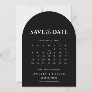 Black Arch Calendar Modern Minimalist Wedding Chic Save The Date