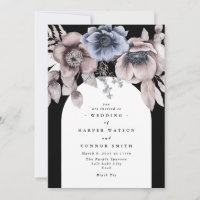 Black Arch Evening Winter Onyx Floral Wedding