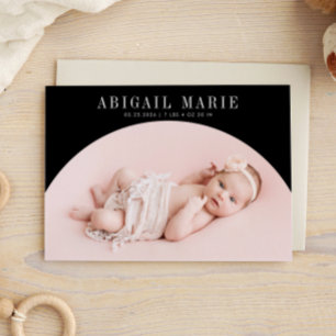 Black Arch Frame Birth Announcement Card 