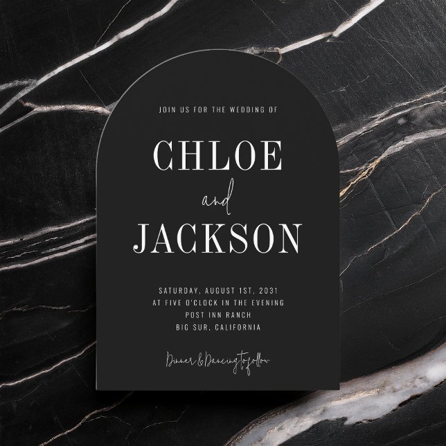 Black Arch Modern Elegant QR Code Wedding Invitation (Creator Uploaded)