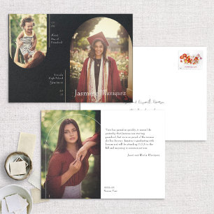 Black Arch Photo Then/Now Graduation Announcement