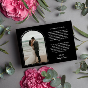 Black Arch Wedding Photo Love & Thanks Thank You Card