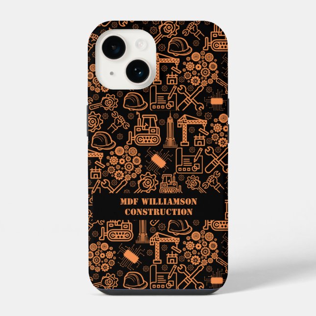 black Architectural Blueprint Engineer Pattern iPhone Case (Back)