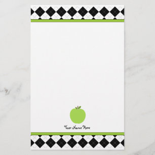 Black Argyle Green Apple Personalised Teacher Stationery