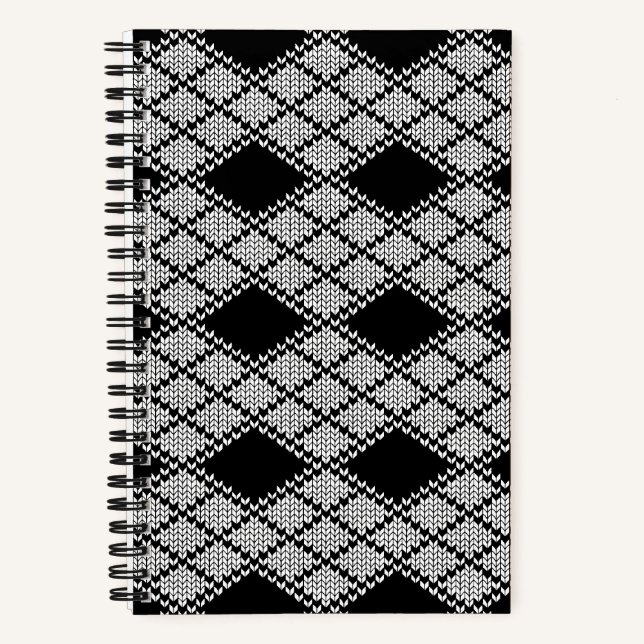 BLACK ARGYLE KNIT 5.5x8.5 Notebook (Front)