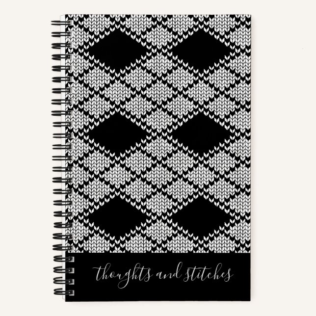 BLACK ARGYLE KNIT 5.5x8.5 Notebook + Text (Front)