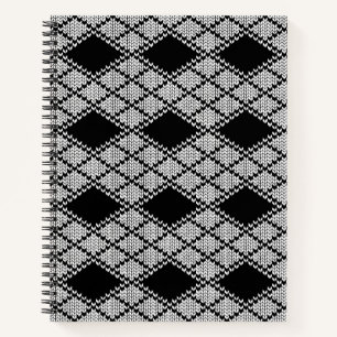 BLACK ARGYLE KNIT 8.5x11 Notebook