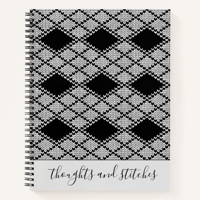 BLACK ARGYLE KNIT 8.5x11 Notebook + Text II (Front)