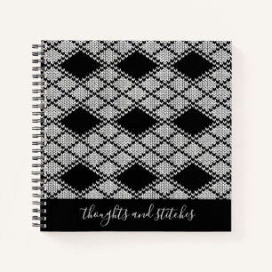 BLACK ARGYLE KNIT 8.5x8.5 Notebook + Text