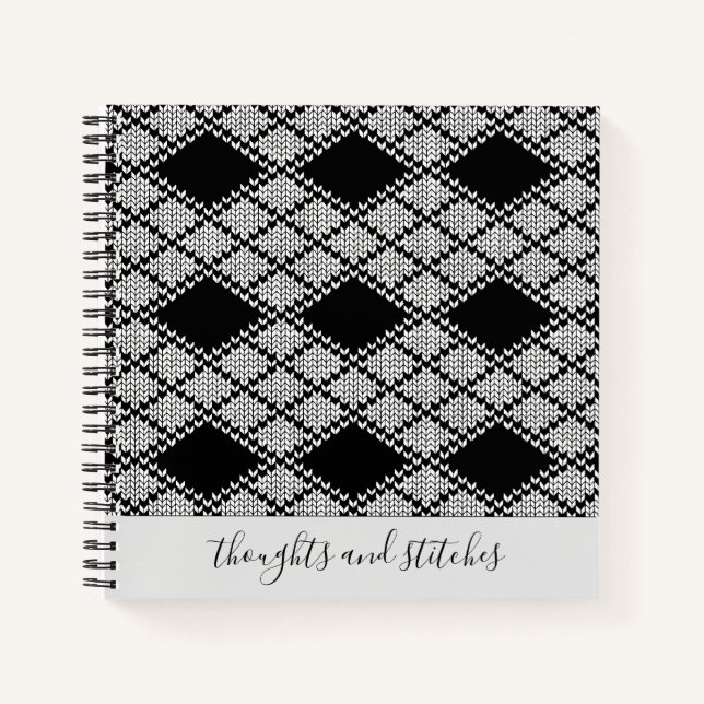 BLACK ARGYLE KNIT 8.5x8.5 Notebook + Text II (Front)