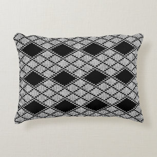 BLACK ARGYLE KNIT Accent Pillow